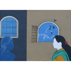 Faiza Mangro, 7 x 10 Inch, Gouache on Wasli, Miniature Painting, AC-FZMG-001